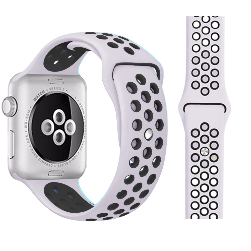 Модный спортивный силиконовый ремешок для часов apple watch 42 мм, 38 мм, 40 мм, 44 мм, браслет Nike+ Iwatch series 5/4/3/2/1 - Цвет ремешка: Dune color black