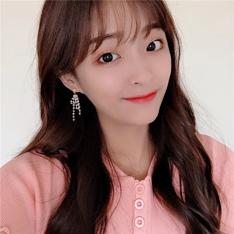 

Shamir Korea Temperament Contracted Small Tassel Earrings Iong Color Crystal Beads Earrings Women Jewelry Gifts