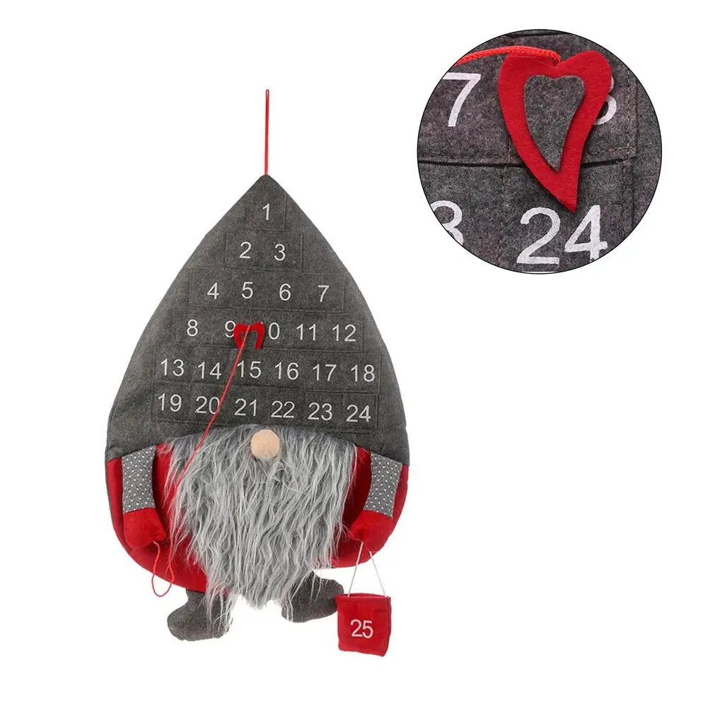 

Рождественский календарь с обратным отсчётом, подвесные украшения, Рождественская настенная подвеска в виде гнома, домашнего Санты
