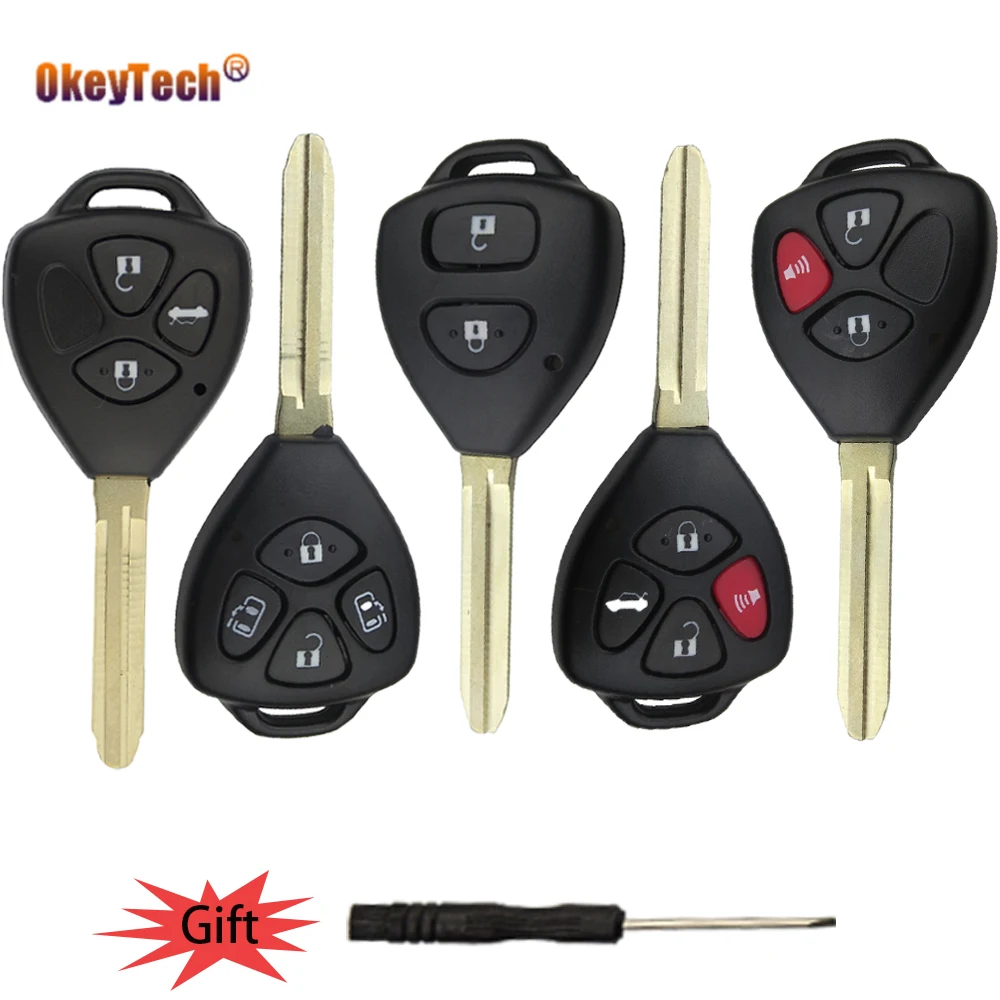 

OkeyTech Remote Key Shell For Toyota Corolla Camry Reiz RAV4 Crown Avalon Venza Matrix Blank Replacement Fob Case TOY43 Blade