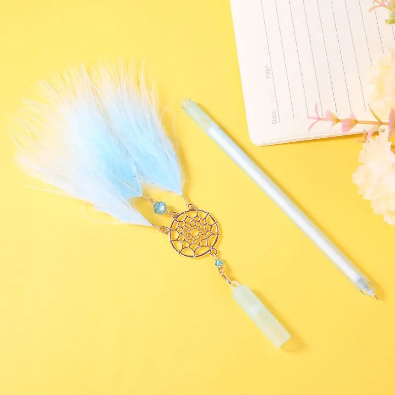

Dreamcatcher Feather Pendant Neutral Pens Kawaii Crystal Gel Pen for Kids Gift School Office Supplies Stationery