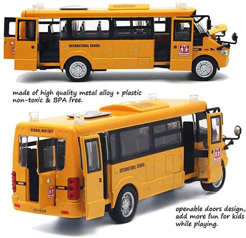 Школьный автобус, игрушечный литый под давлением транспорт, большой желтый сплав, 9 дюймов, игровой автобус с