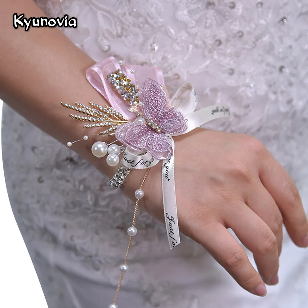 Kyunovia бутоньерка на запястье для подружки невесты бант свадебная выпускного