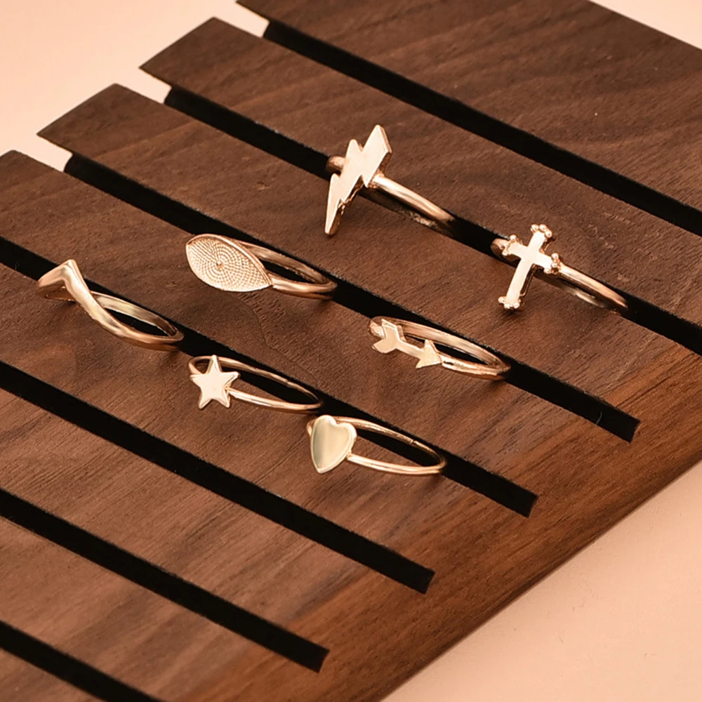 Женский комплект колец в стиле бохо винтажные Регулируемые кольца форме сердца с