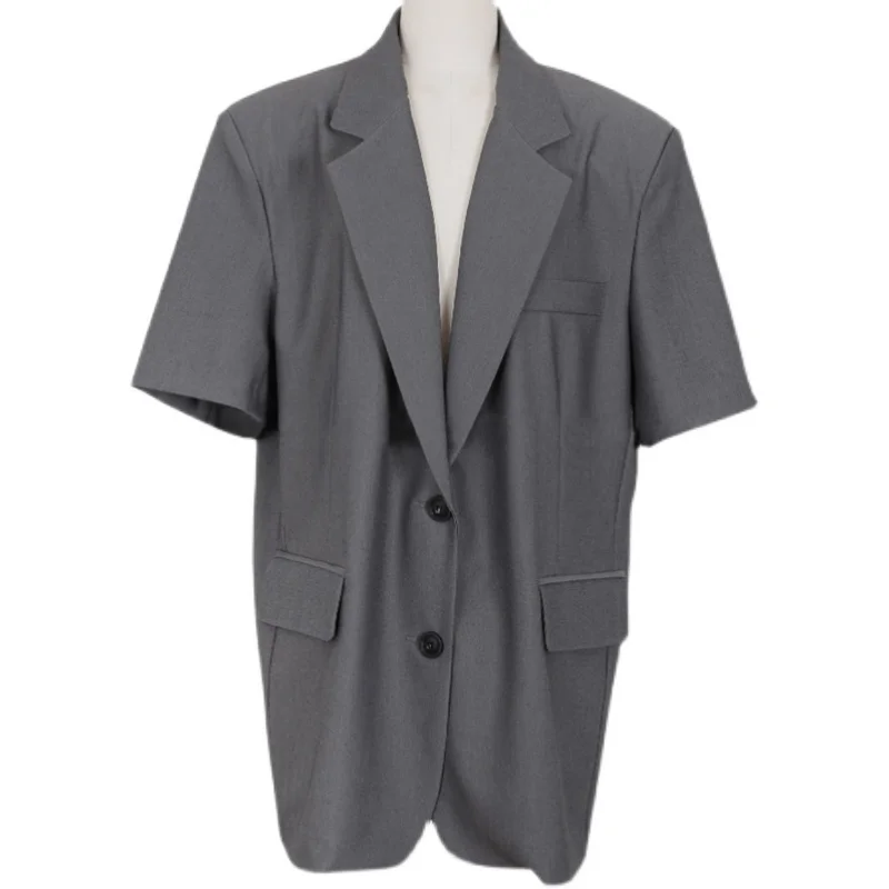 

LANMREM New Women Blazers single breasted shoulder Design Sense Lapel Loose Fit Jacket Fashion Tide autumn winter 2021