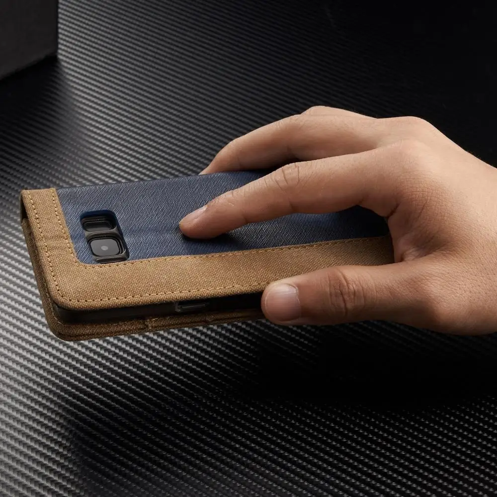 Чехол CaseMe для samsung S8 S9 S10 Plus Магнитный Флип джинсовый холщовый Кошелек держатель