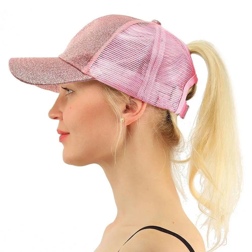 

Кепка для бега для мужчин и женщин, регулируемая сетчатая бейсболка с блестками, летняя