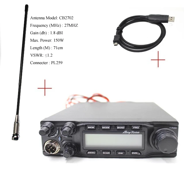 AT-6666-28M-USB-ant CB радио ANYTONE AT-6666 28,000-29,699 Mhz 40 канальный Мобильный приемопередатчик AT6666 AM/FM/SSB 10 метров радио - Цвет: AT-6666-28M-USB-ant