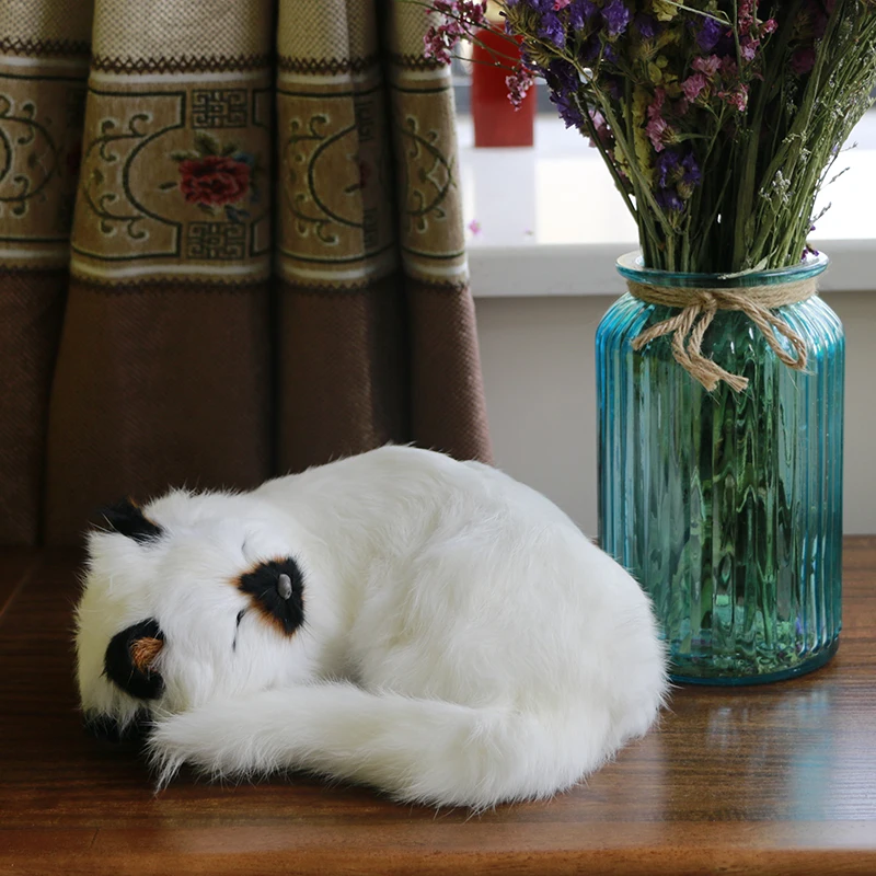 Имитация милой кошки большая белая меховая кошка кукла Спящая плюшевая игрушка