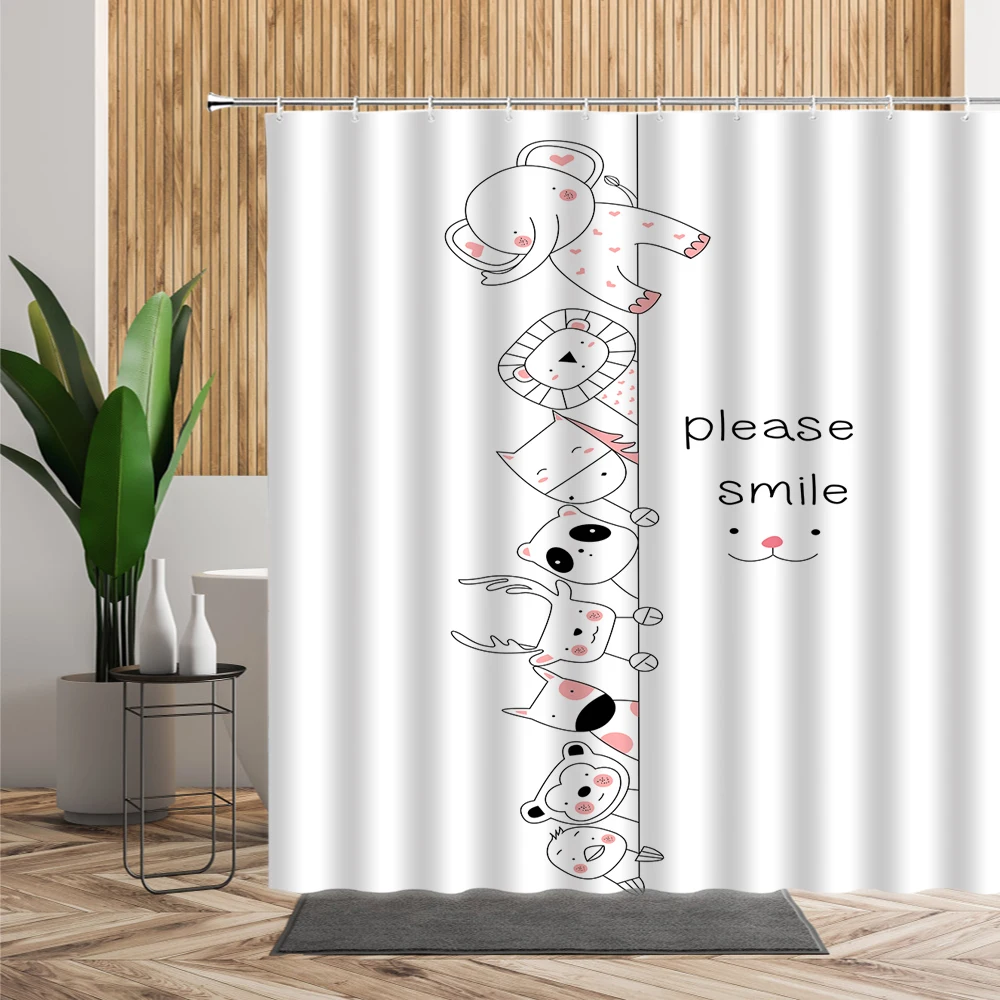 cat nordic style shower curtains black and white zoo animals waterproof bathroom curtain home accessories 3d bath room decor set free global shipping