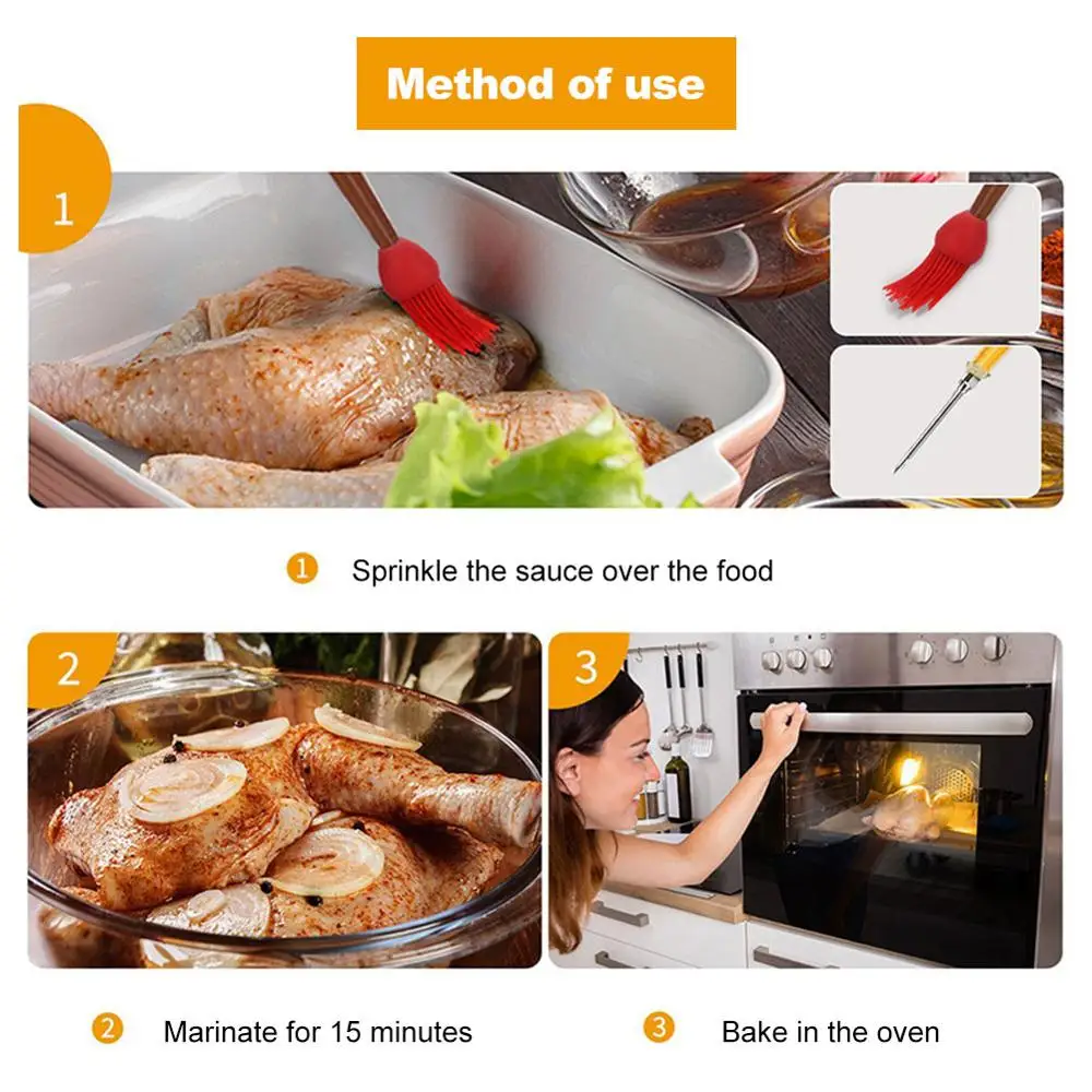 

New Silicone Chicken Turkey Baster Meat Syringe Marinade Injector Including Needle And Extra Brush BBQ Kitchen Assessoies