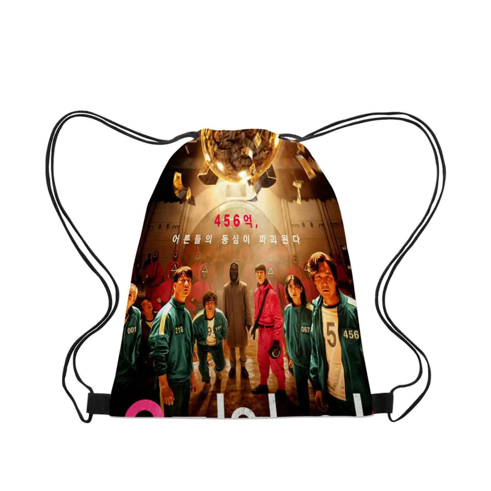 

Korean TV Squid Game Bag Square Round Triangle Pattern Backpack Schoolbag Children's Backpack Household Storage Bundle Mouth Bag