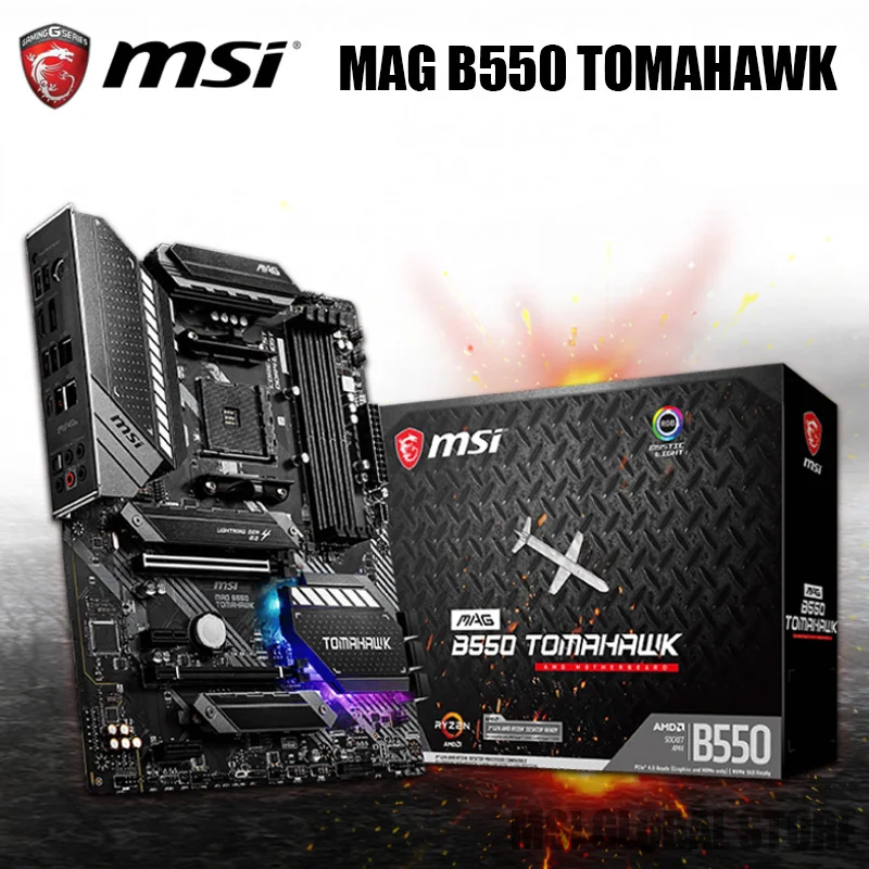 Günstig MSI MAG B550 TOMAHAWK ATX AMD B550 B550M DDR4 4866(OC) MHz M.2 SATA3 USB 3,2 128G Unterstützung R9 CPU Overlocking Buchse AM4 ATX Neue
