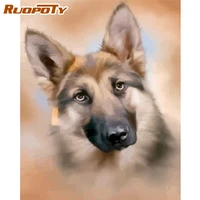 ruopoty painting by numbers kits for adults children wolf dog animal paint by number handmade 60x75cm framed on canvas crafts