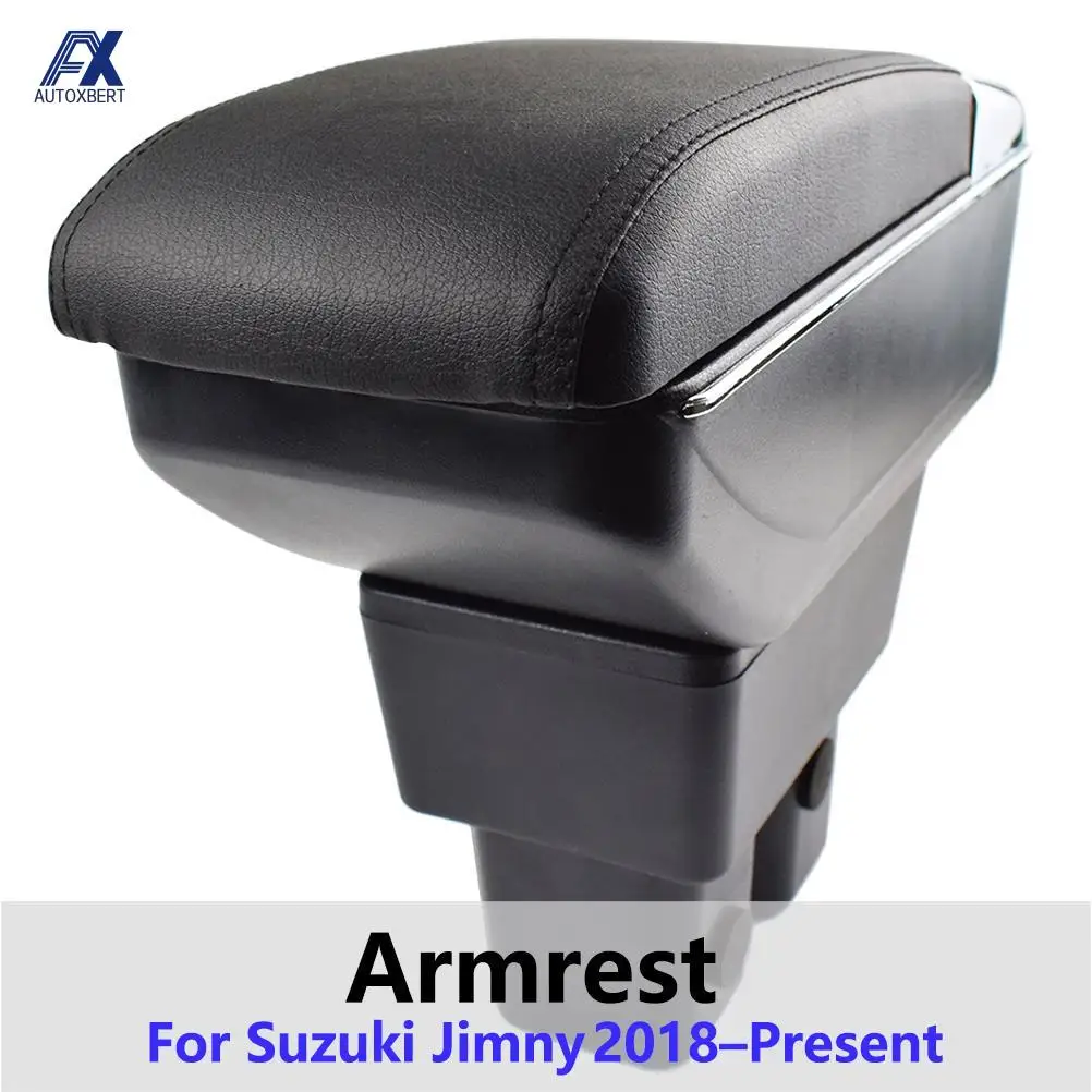 

Arm Rest Storage Box For Suzuki Jimny 2019 2020 Dual Comfort Content Ash Central Console Adjustable Cup Holder Black Leather
