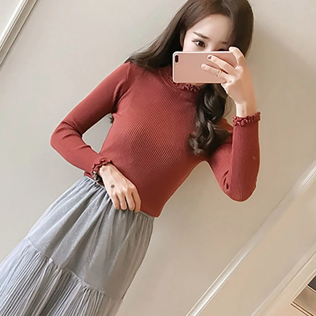 Женский свитер с высоким воротником зимний теплый женский джемпер круглым