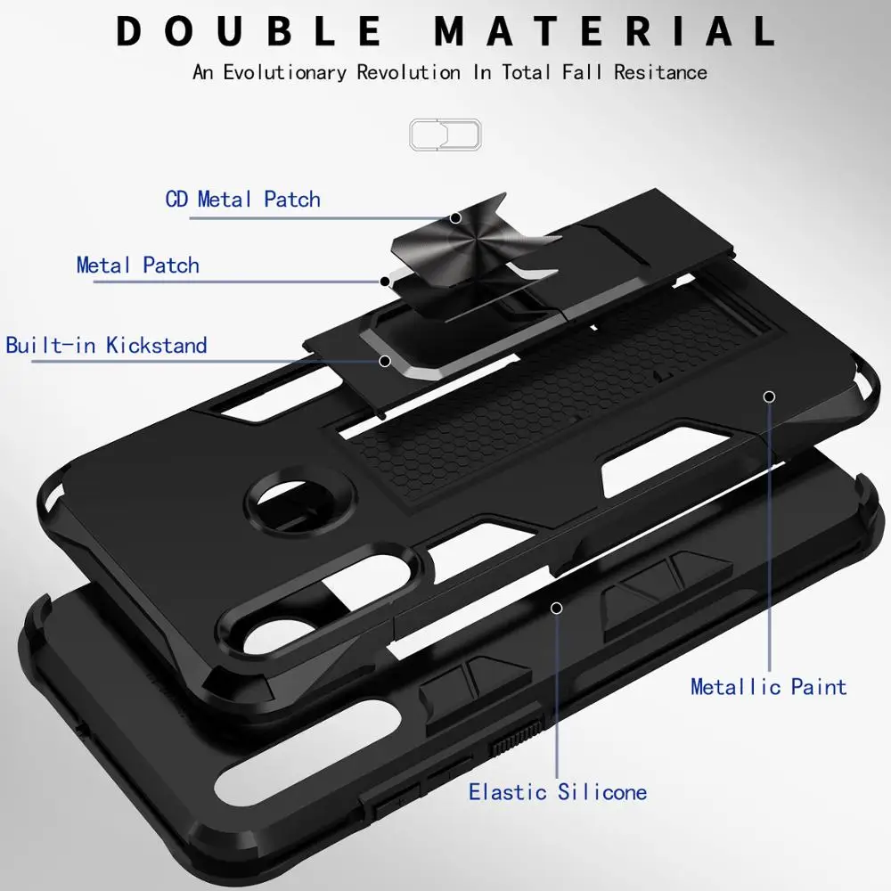 

Stealth bracket Cases for Huawei P20 Lite/Nova 3e P30 P40 Pro Y5 Y6 Y9 2019 Y5P Y7P Y6P P Smart 2019 Back Case Kickstand Cover