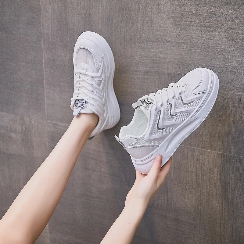 

Sneakers women 2021 new fashion solid breathable mesh casual shoes woman flats lace-up women sneakers tenis feminino Platform
