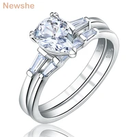 newshe engagement wedding rings set for women 925 sterling silver 1 9ct cz pear teardrop aaaaa cubic zirconia jewelry