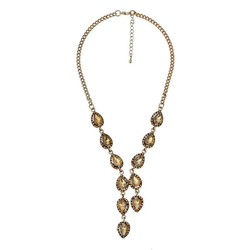 

Women Simple Necklace Exaggerated Water Drops Crystal Gem Pendant Color-preserving Vacuum Plating Necklace Jewellery