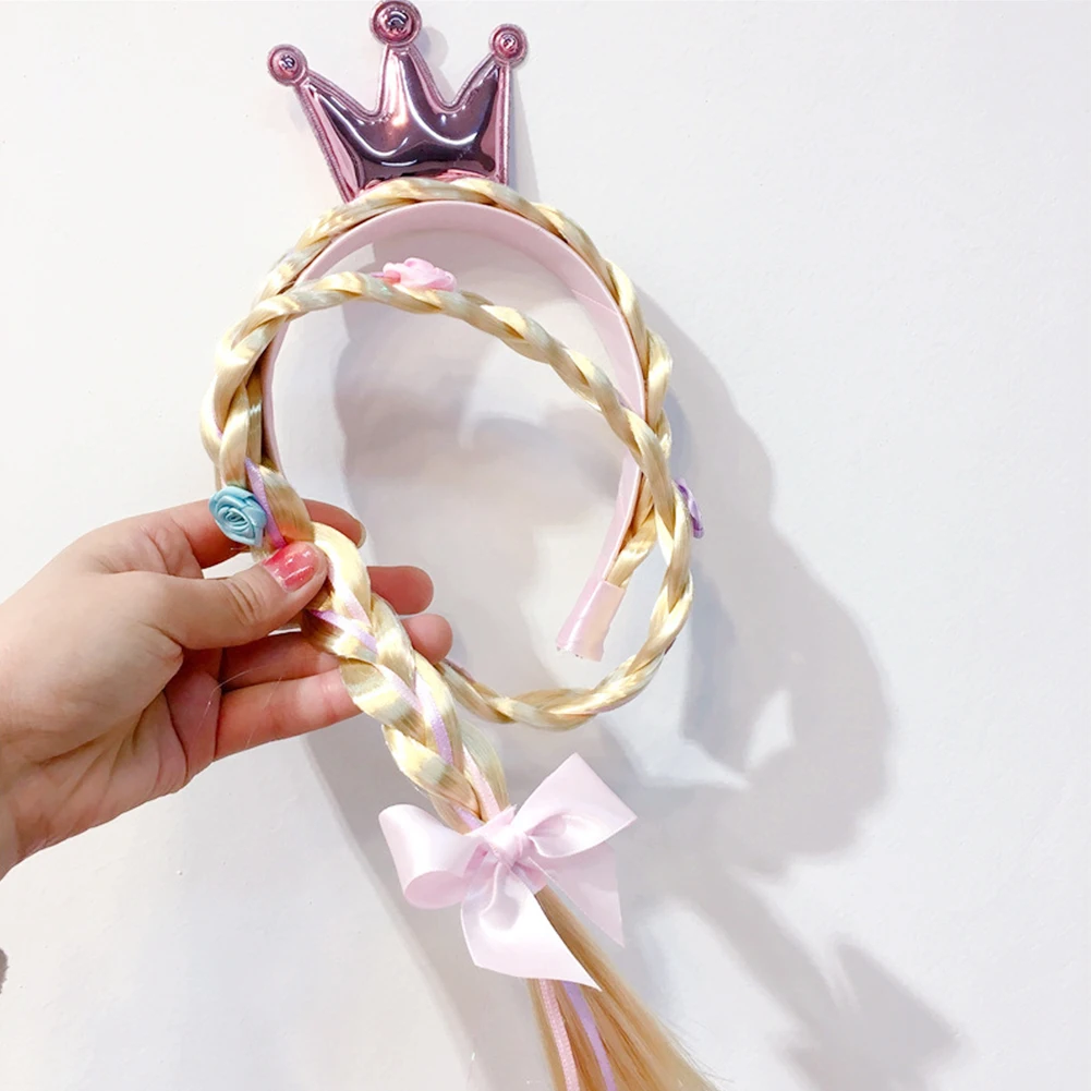 Kids Girls Multi-occasional Attractive Stylish Convenient Princess Crown/Snowflake Braided Wig Hair Hoop Headband Costume Prop | Мать и