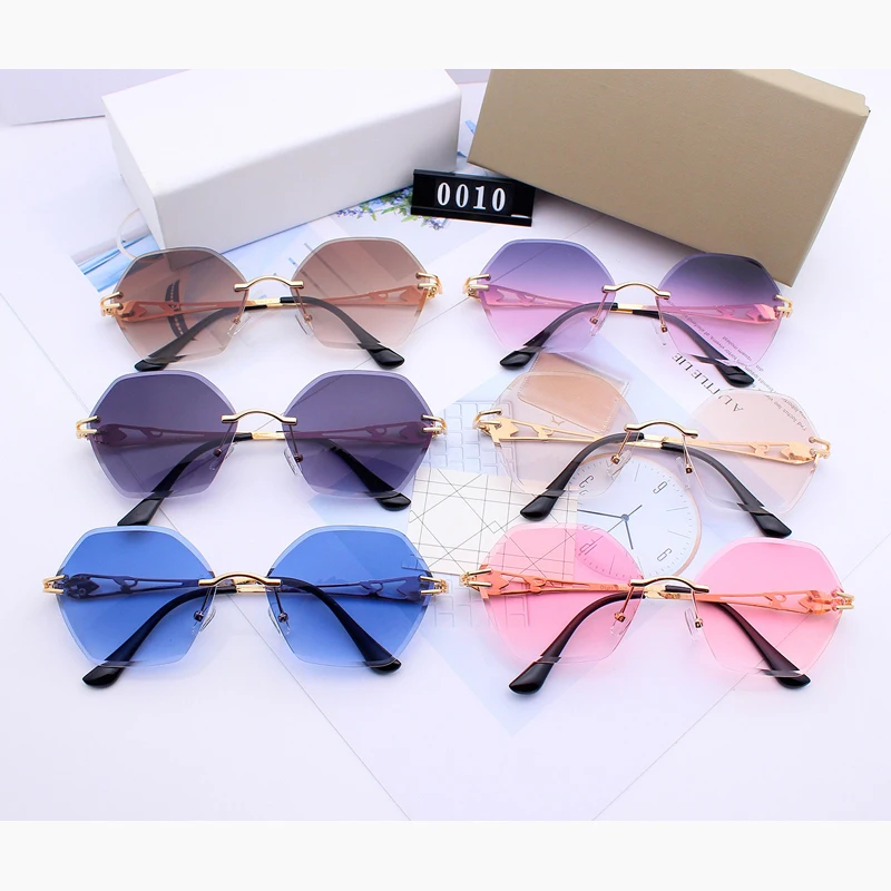 

2020 New Women Sunglasses Rimless UV400 Brand Designer High Quality Gradient clear lens Sun Glasses Female oculos gafas
