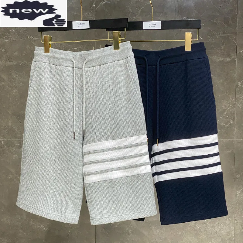 2021 Fashion TB THOM Brand Casual Shorts Men Summer Cotton Sports Trousers Waffle Striped Tracksuit Bottoms Jogger Track Pants
