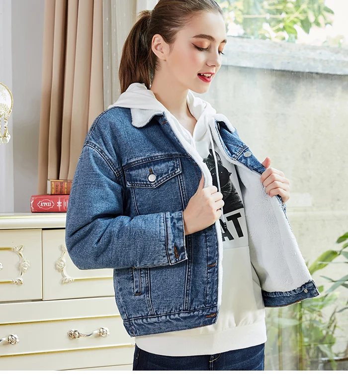 Женская теплая джинсовая куртка LEIJIJEANS, повседневная куртка из денима с начесом, новая модель 9250R большого размера на зиму