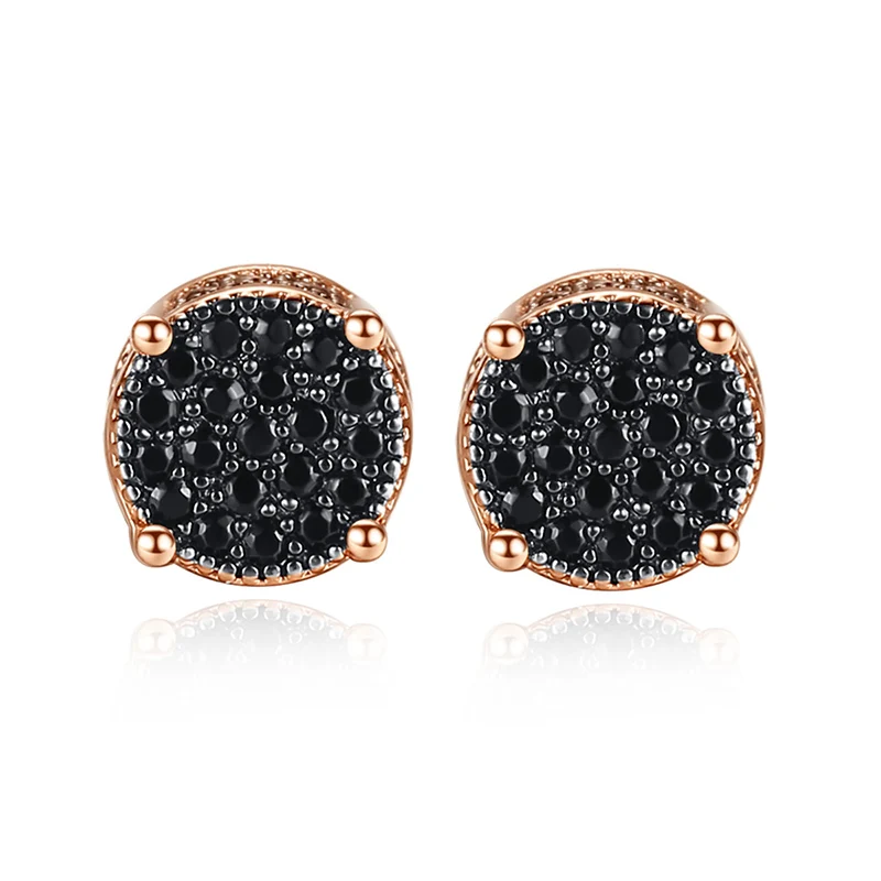 Серьги гвоздики с фианитом ААА украшенные камнями геометрические круглые