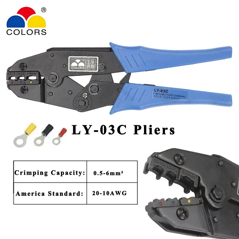 

Colors LY-03C MINI EUROP STYLE crimping tool crimping plier 0.5-6mm2 20-10AWG multi tool tools hands crimping tools pliers BLUE
