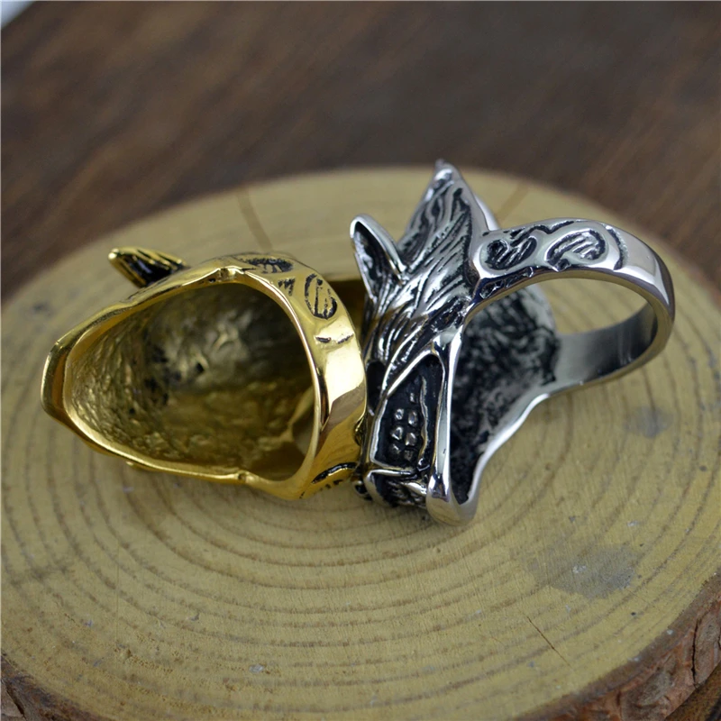 

Punk Style Gold Color Wolf Head Finger Rings For Women Bohemian Stainless Steel Wedding Bands Gothic Accessories Jewelry Gifts