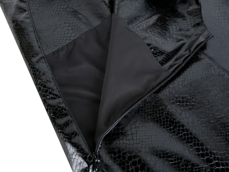 

[EAM] Women Black Pu Leather Temperament Vest Dress New V-Neck Sleeveless Loose Fit Fashion Tide Spring Autumn 2021 1R957