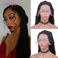 synthetic long braid wigs braided lace front wigs senegalese twist braided wigs for black women