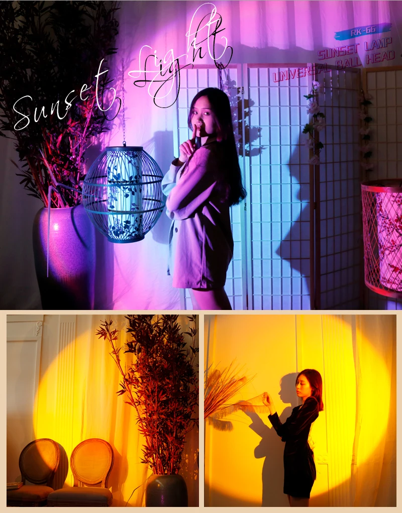 

Rainbow Sunset Projection Lamps Atmosphere LED Night Light Home Coffee Shop Background Wall Room Decor USB Colorful Table Lamp