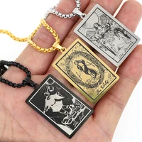 retro tarot cards esotericism necklace vintage stainless steel jewelry collar tarot good luck amulet the major arcana pendant