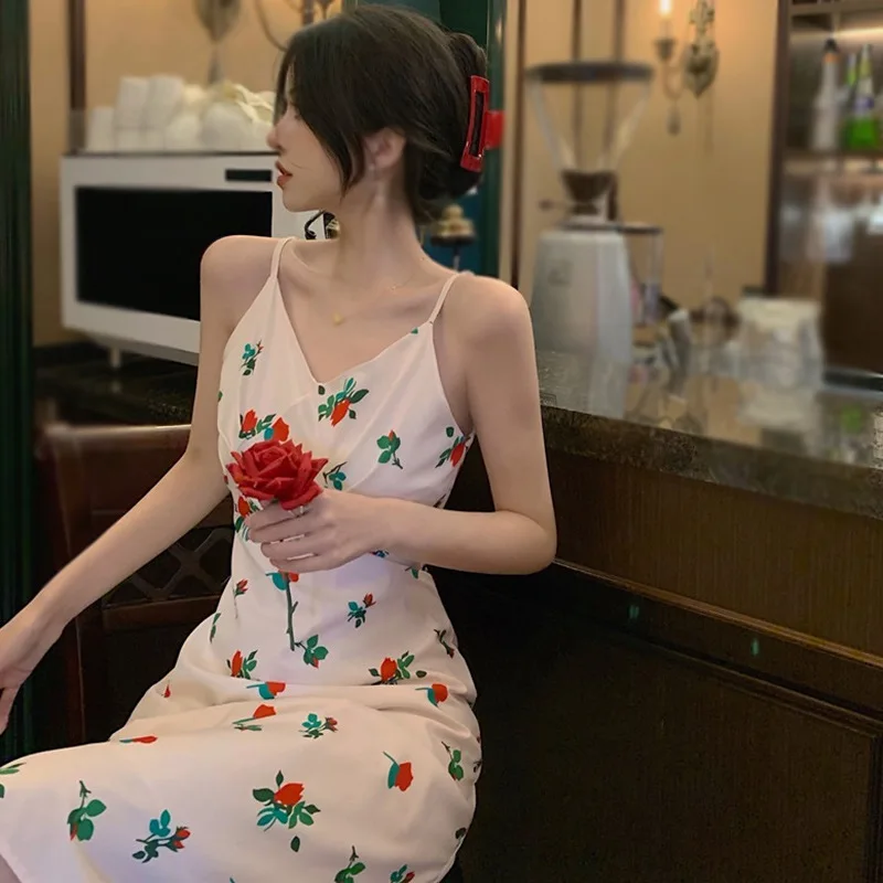 

DAXIN Korean Female Floral Print Casual Sleeveless Summer Sling Dress Sexy Women's Vestidos Femme vestido de mujer