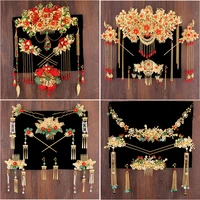 ancient costume headdress marriage chinese traditional wedding dress chinese s red hair ornaments set xiu wedding decoration