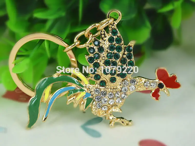 Любовь петух автомобиля брелок милые Стразы Кристалл Подвеска в виде ключа сумка