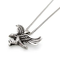 316l stainless steel silver color black eagle pendant