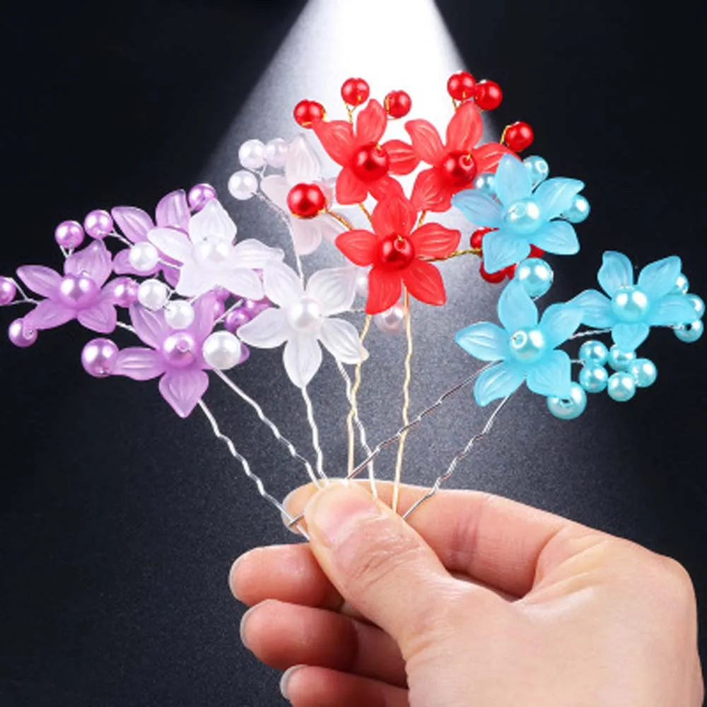Flower Bridal Hair Pins Jewelry Silver Gold Women Ornaments Handmade Simple Leaves Accessories |