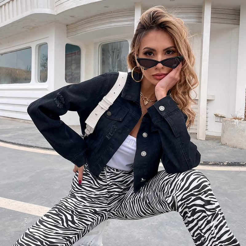 

JYSS streetwear denim jacket for women black short denim coat outwear chaquetas de jean stylish jacket 30787