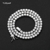 brass 4 mm square zircon 78161820 inch tennis necklacebracelet hip hop rock chain for men cool bling jewelry