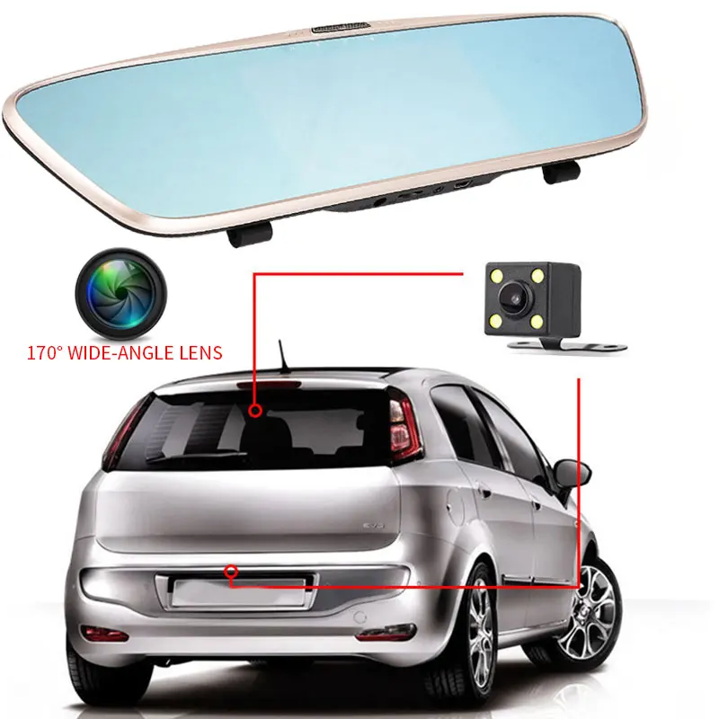 5 &quot2.5D ips Автомобильный видеорегистратор с сенсорным экраном 170 ° Dash двойная