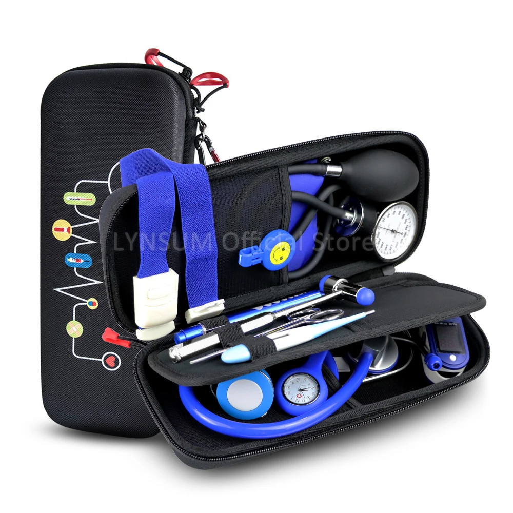 12PCS Set Medical Storage Kit Health Bag Pouch and Stethoscope Manometer Reflex Hammer First Aid Tourniquet Penlight Thermometer | Красота и