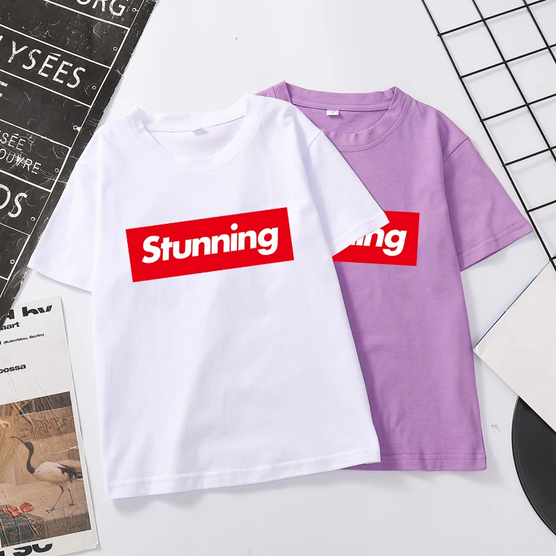 

STUNNING Letter Print T-Shirt Summer Short Sleeve Boys And Girls Casual Harajuku Cotton Tops Kids Funny T Shirt Children Clothes