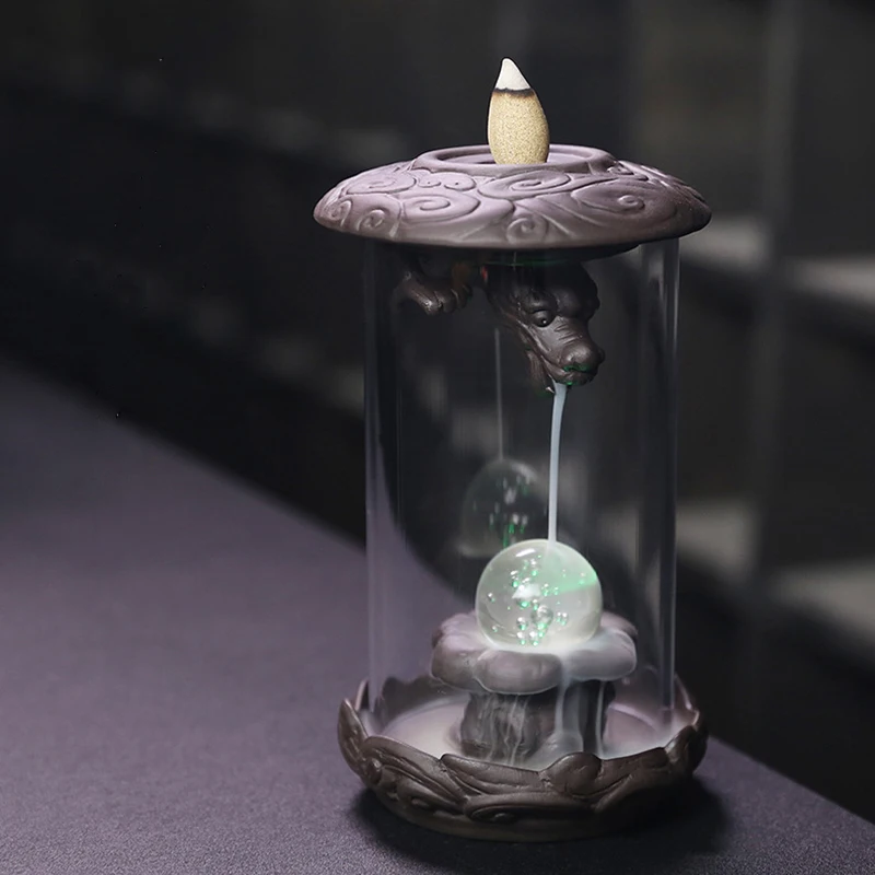 

Handmade Ceramic Incense Burner Smoke Waterfall Backflow Incense Burner Living Room Decor Incense Holder Feng Shui Decoration