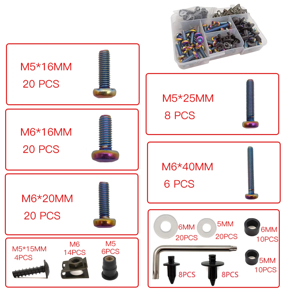 

For KTM 250XCF-W 250 300 XC-W 250EXC-F SIX DAYS 300EXC 85XC M5 M6 Aluminum Bolts Motorcycle Fairing Screws high quality Fastener