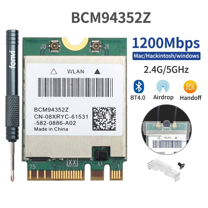 1200 Мбит/с двухдиапазонный BCM94352Z NGFF M.2 беспроводной MacOS Hackintosh Wifi карта Bluetooth 4 0 802.11ac