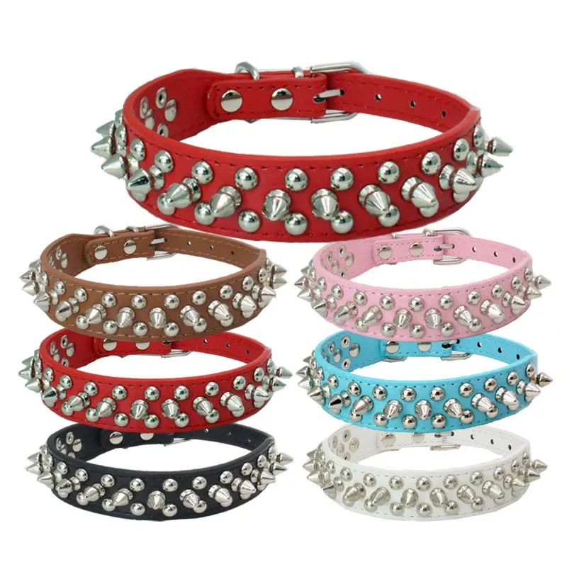 

Ошейник для собак, в стиле панк, с шипами и шипами, из искусственной кожи, для маленьких и средних собак, чихуахуа, Йорка