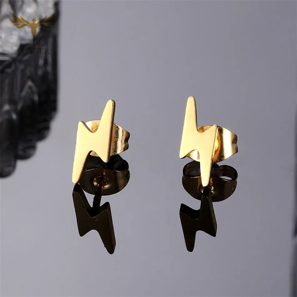 Золотые серьги набор дизайн молнии стильные гвоздики оптовая продажа ювелирные